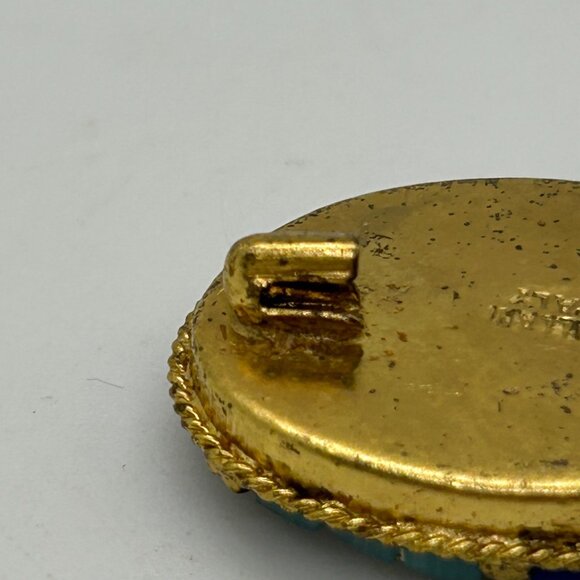 Vintage IMicro Mosaic Oval Brooch Floral  Gold-Tone C-Clasp Made in Italy - Picture 14 of 16